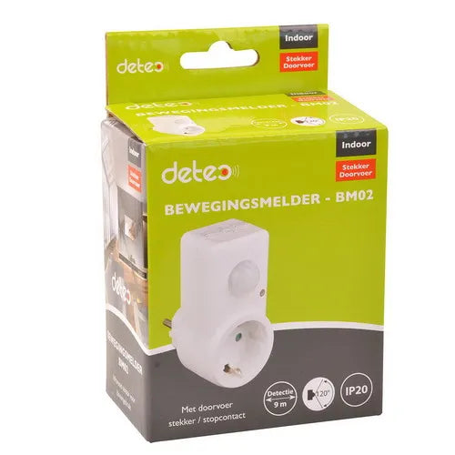 Bewegingsmelder binnen + stekker 120° schakelt 300W Detec