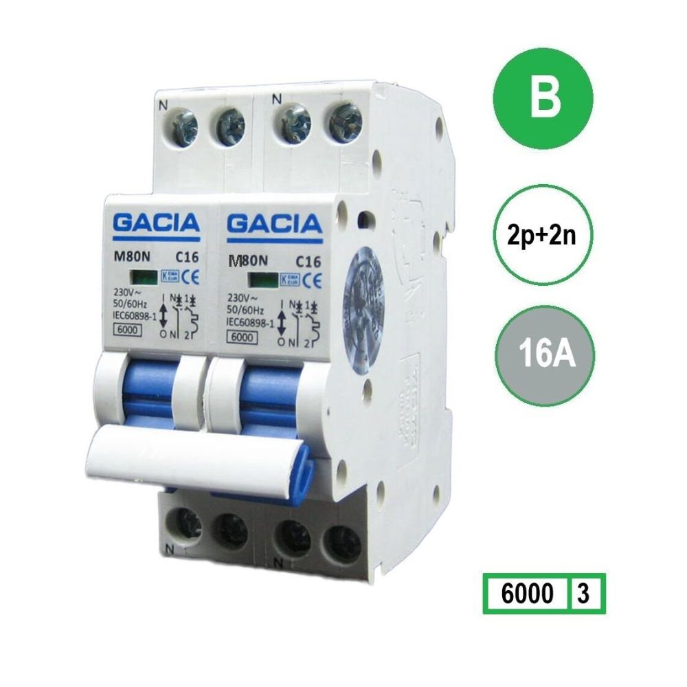 M80N-2P2N-B16 inst. 2p+2n B16 6kA (36mm) Gacia