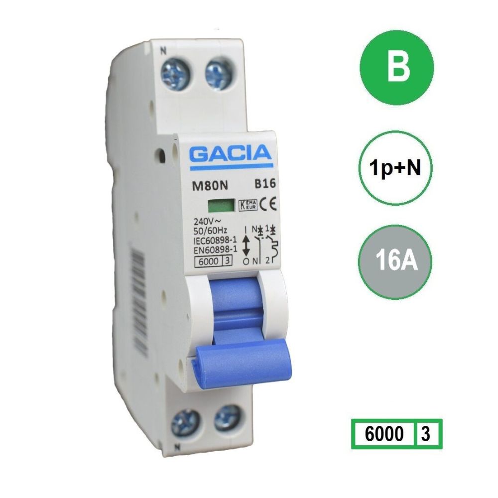 M80N-B16 inst 1p+n B16 6kA (18mm) Gacia