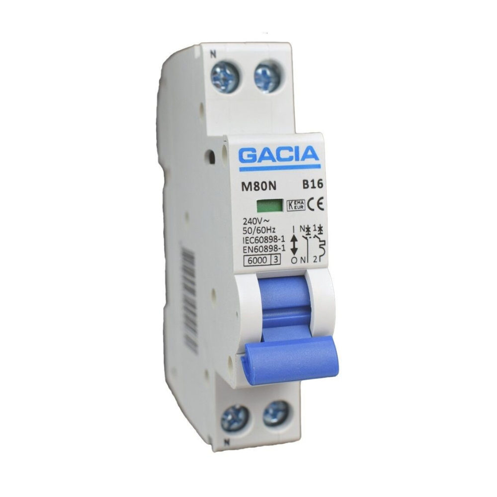 M80N-C16 inst 1p+n C16 6kA (18mm) Gacia