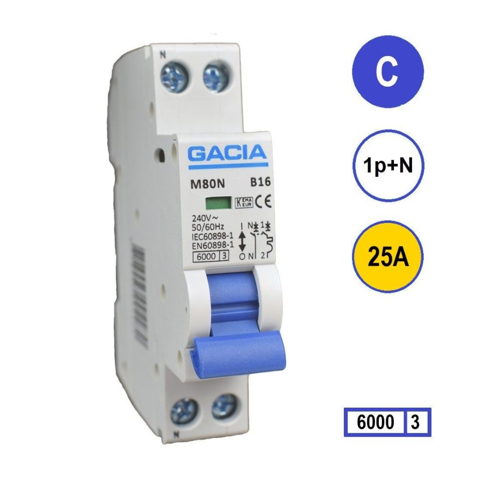 M80N-C25 inst 1p+n C25 6kA (18mm) Gacia