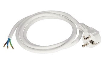 Netsnoer 1,5m stekker wit geaard H05VV-F 3G1.5mm²