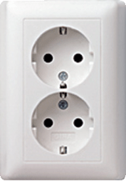 Gira standaard 55 wandcontactdoos met randaarde voor één inbouwdoos 078803