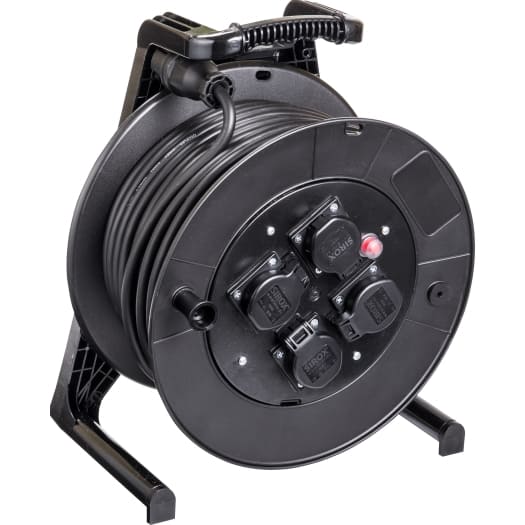 JUMBO® L kabelhaspel met 4 contactdozen H07RN-F 3 x 1,5 mm² 40 m Zwart