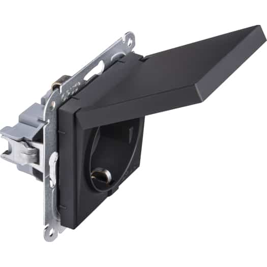 OPUS® 55 geaarde contactdoos met verend klapdeksel IP44