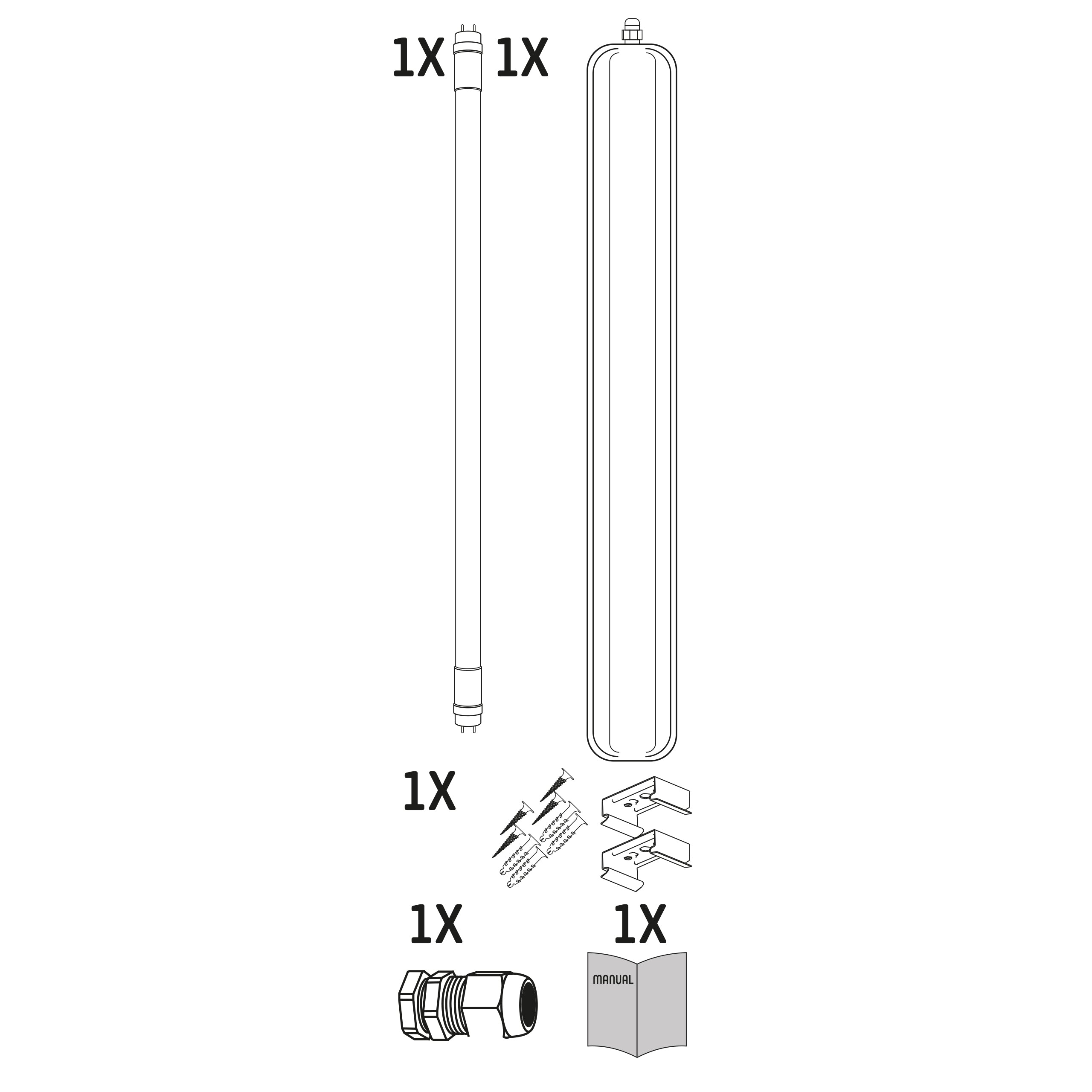 LED TL fixture with tube IP65 IK08 120cm 4000K 2100lm