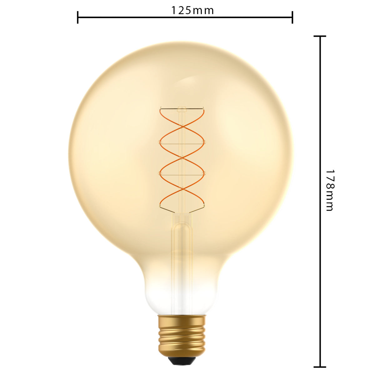 LED spiraal gloeidraad dimbaar 4W E27 1800K 125mm