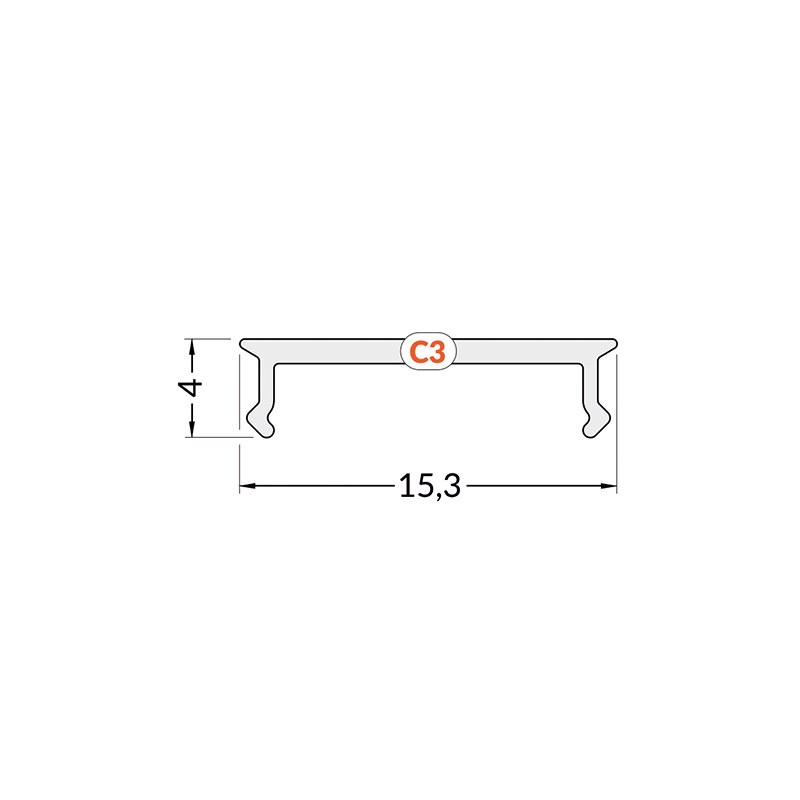 LED strip click cover zwart of wit voor profiel 16mm