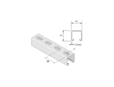 Montageprofiel rail 41x41x2,5 mm 3 meter Atkore Vergokan HD