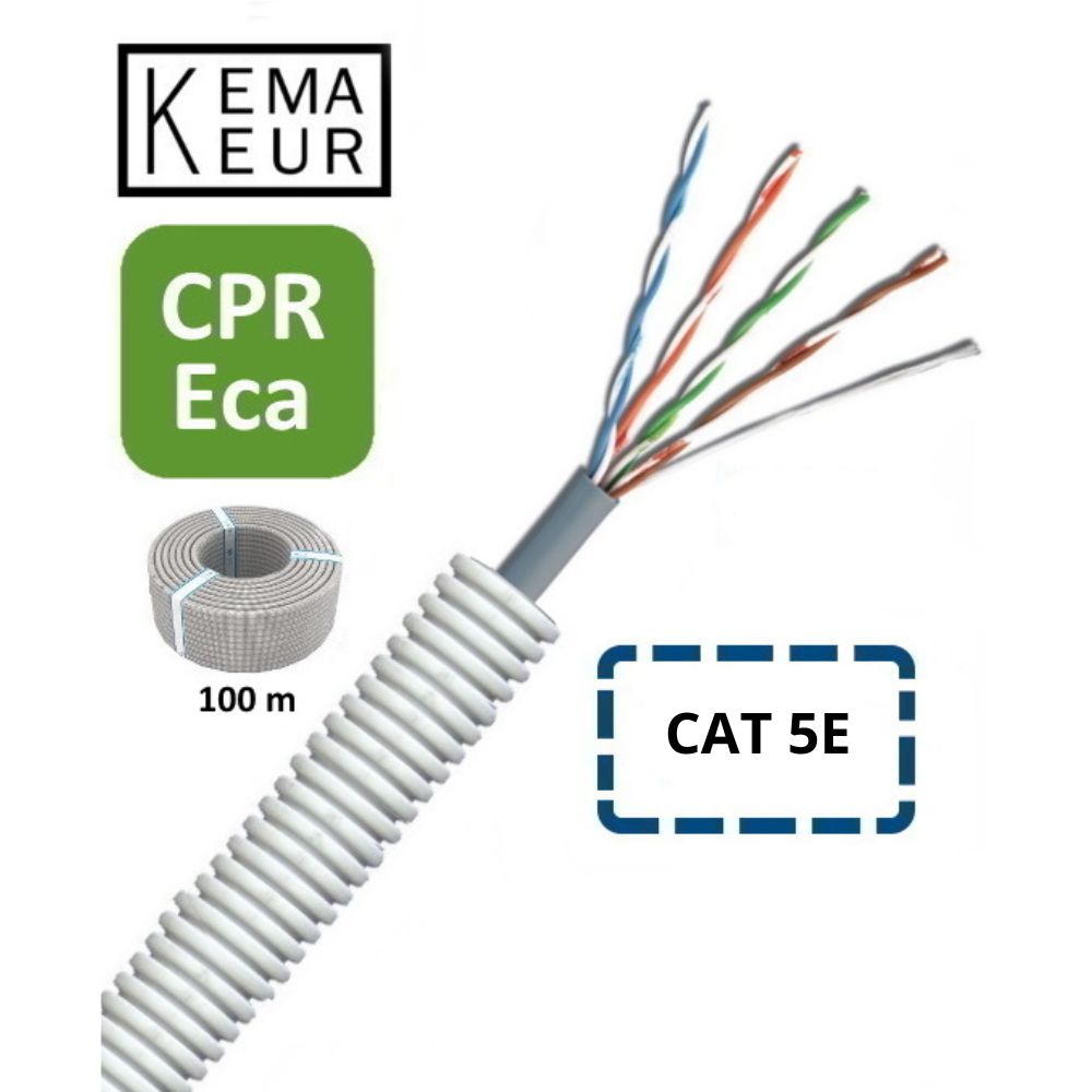 Voorbedrade buis 16 mm UTP CAT 5E 4x2xAWG24/1 rol 100 meter