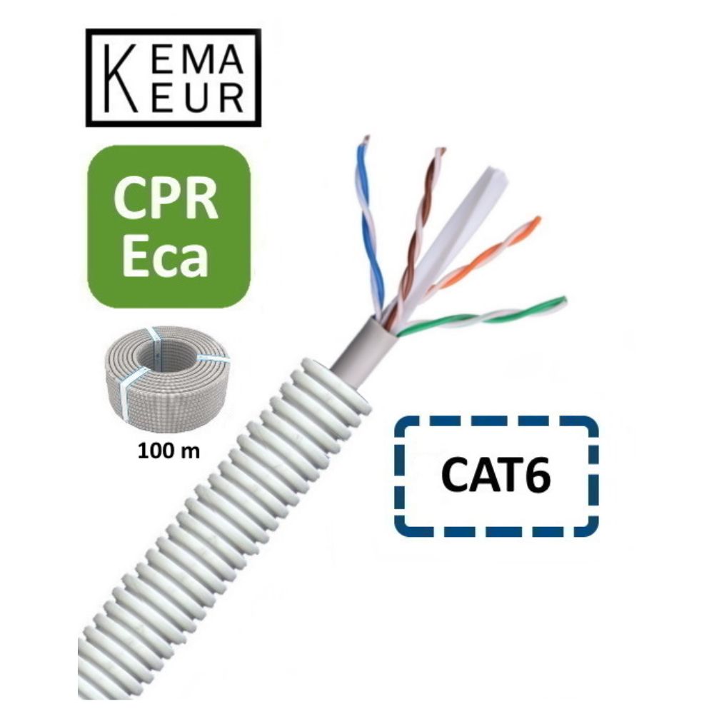 Voorbedrade buis 16 mm UTP CAT 6 4x2xAWG23/1 rol 100 meter