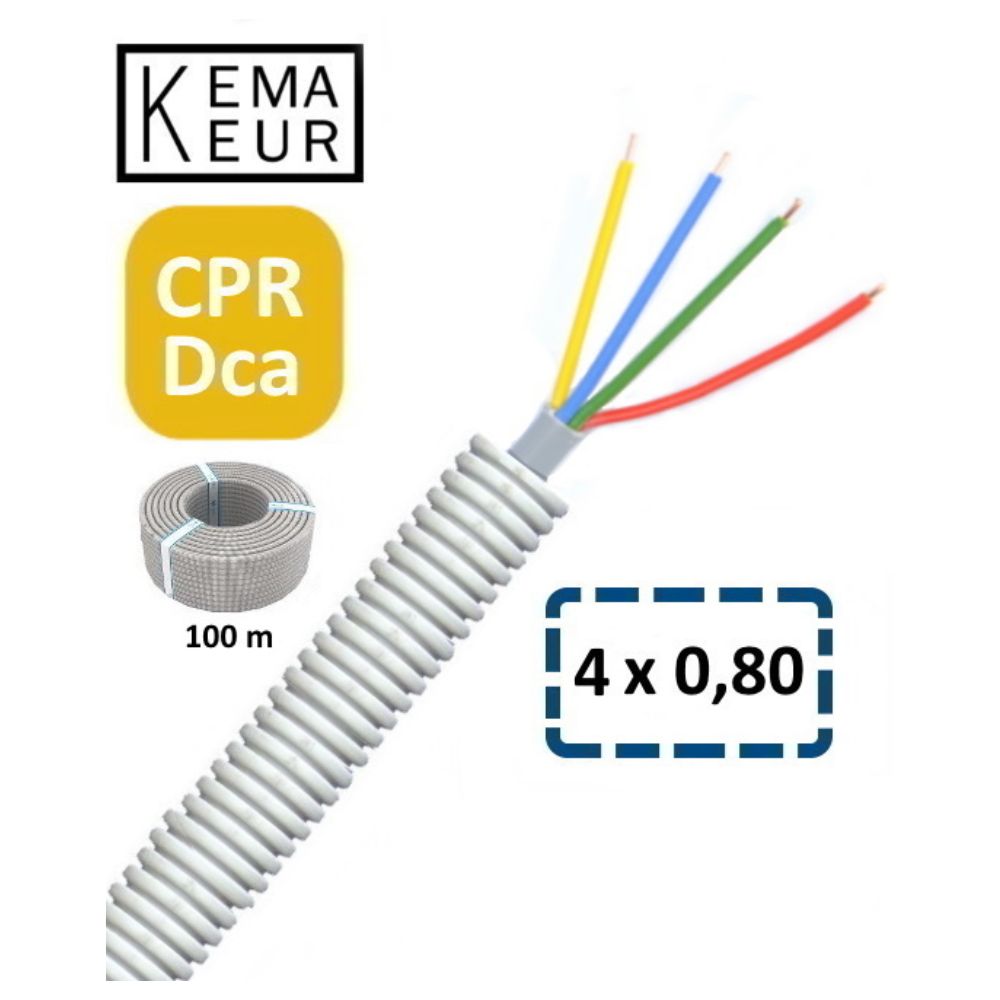 Voorbedrade buis 16 mm signaalkabel 4 x 0.8 mm rol 100 meter