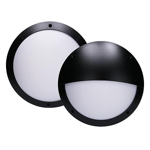 Wand- en plafondlamp rond, IP66, zwart met 2 afdekkingen e27 fitting EGB