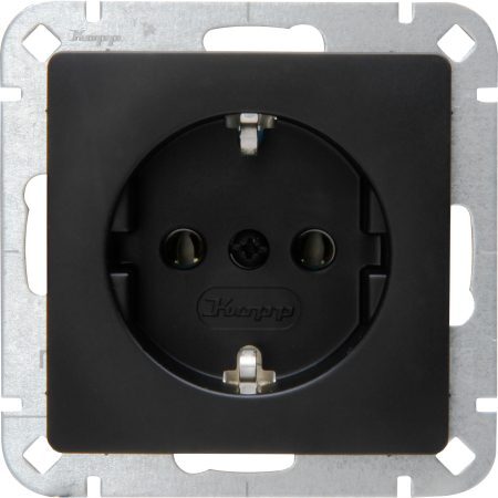 Wall socket Single earthed with shutter Kopp HK05 matt black