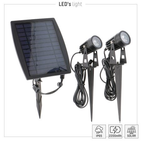 1000424 Solar buitenlamp met grondspies 1,5W 140lm 3000K IP65 sensor zwart