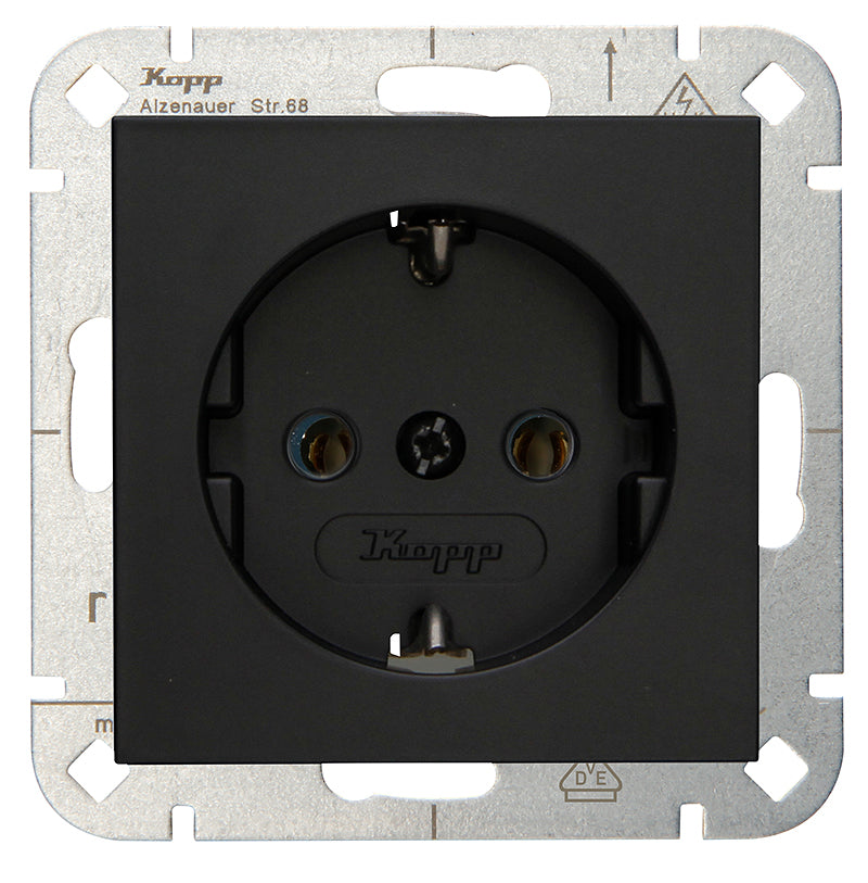 Kopp HK07 - wandcontactdoos 1-voudig geaard mat-zwart 949350008