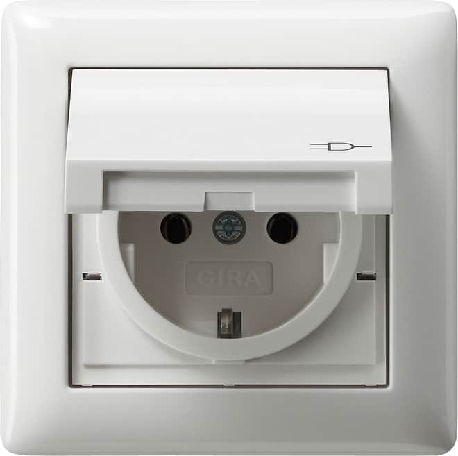 GIRA wandcontactdoos IP44 met klapdeksel en enkelvoudig afdekraam 115703