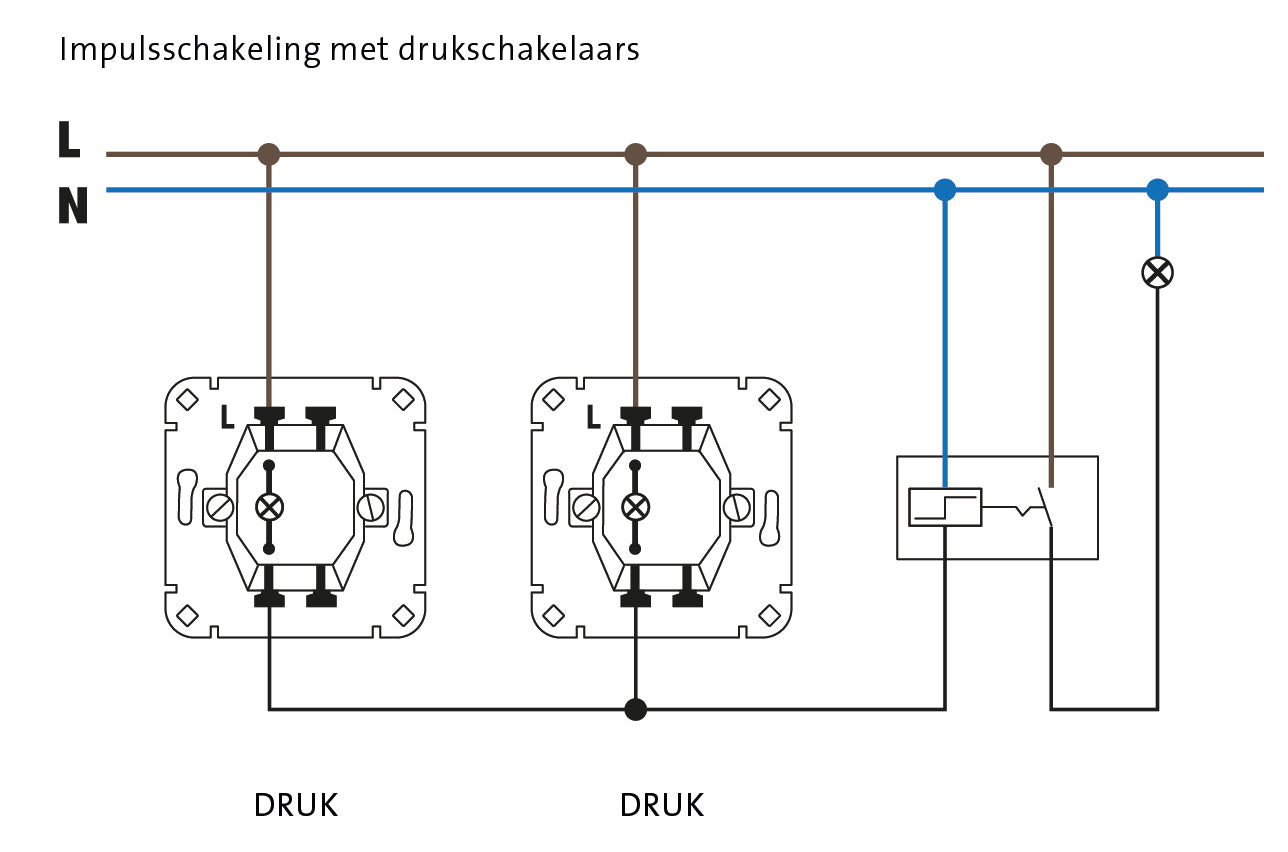 Impulsschakeling met drukschakelaars