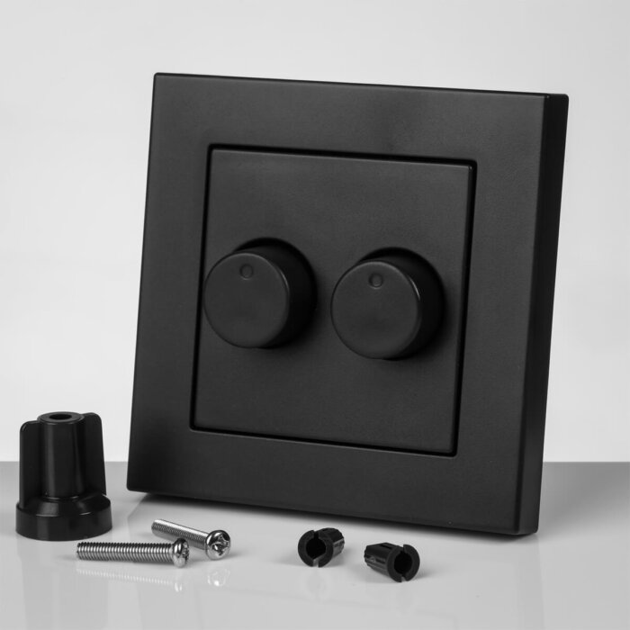 Ion duo Dimmer-knop en afdekraam mat antraciet