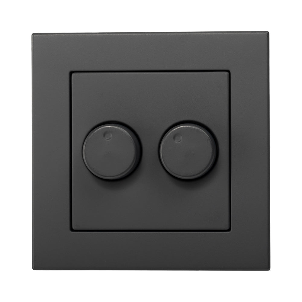 Ion duo Dimmer-knop en afdekraam mat antraciet