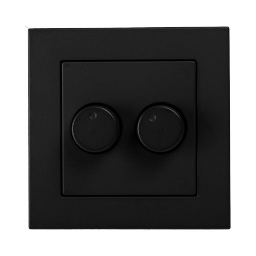 Ion duo dimmer-knop en afdekraam mat zwart