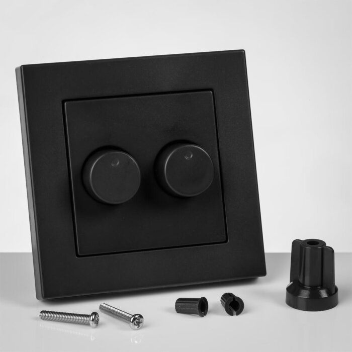 Ion duo dimmer-knop en afdekraam mat zwart v