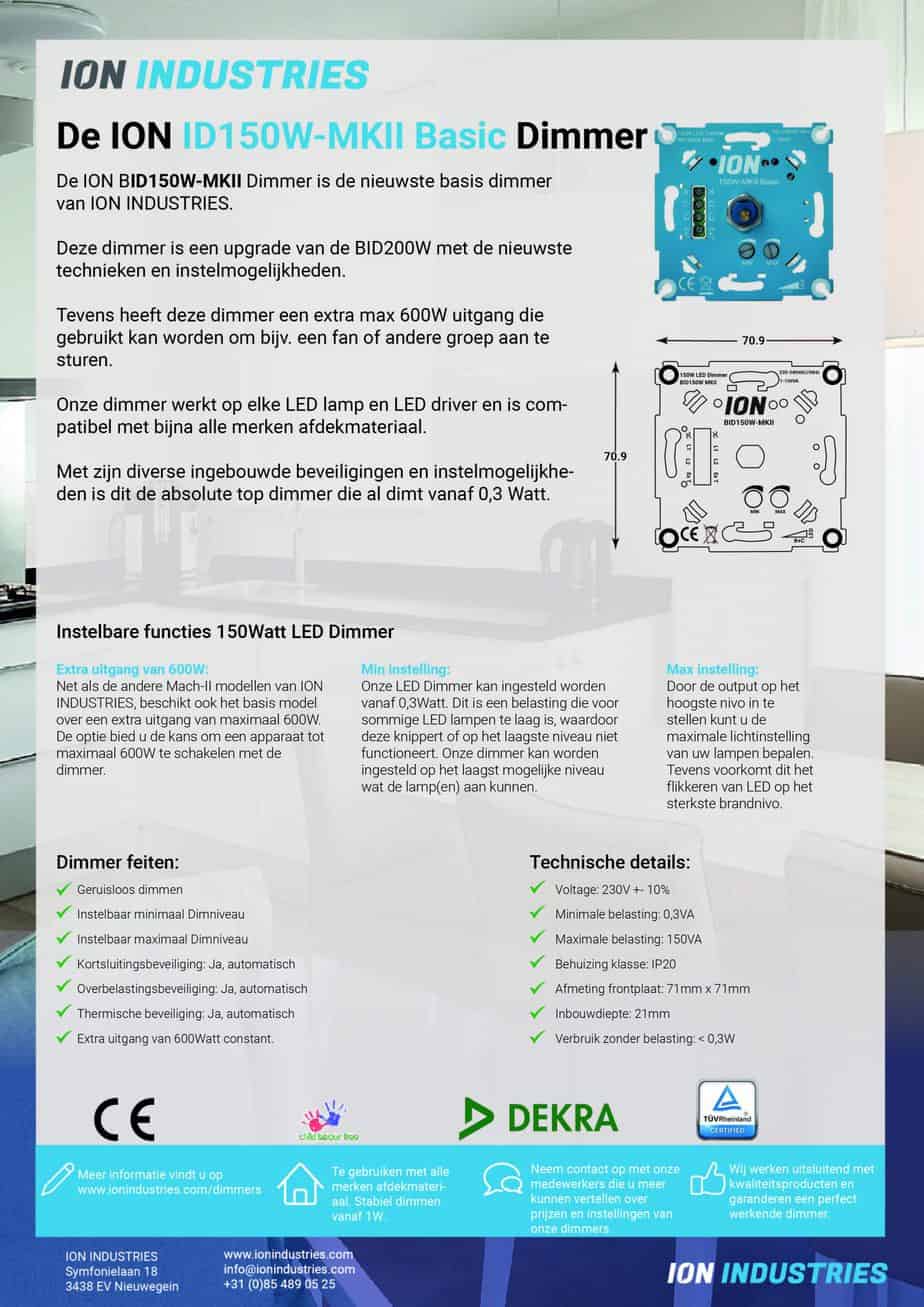 LED Dimmer 150W-MKII Basic factsheet