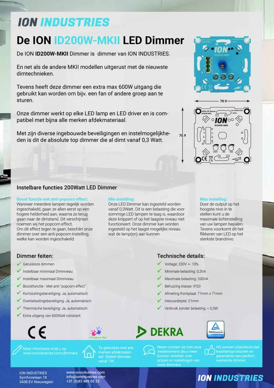 LED Dimmer 200W-MKII factsheet