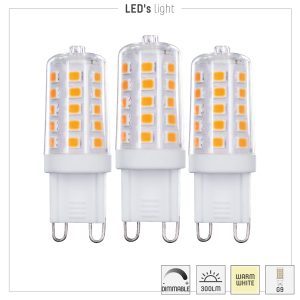 LED SMD Lamp Capsule G9 3,5W 300lm 2700K Helder 320° Dimbaar 3-pack info