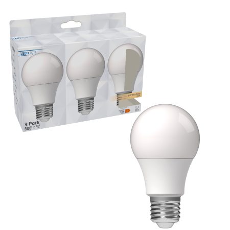 LED bulb A60 8W E27 2700K 3-pack 0620170