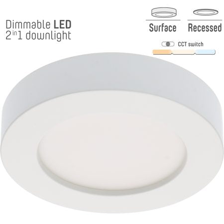 LED downlighter dimbaar CCT inbouw : opbouw 12W 1200 lm inbouwmaat Ø 150mm