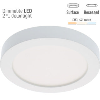 LED downlighter dimbaar CCT inbouw : opbouw 18W 1820 lm inbouwmaat Ø 220mm