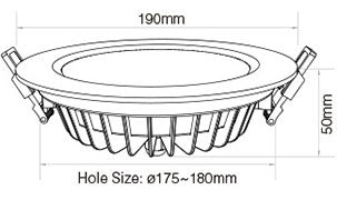 Milight downlighter 15W IP54 maten