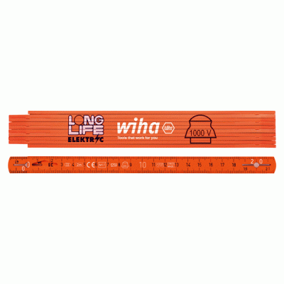 WIHA Longlife Electriciensduimstok 4102008 metrisch 10 delen 15mm (oranje) 2m 42068