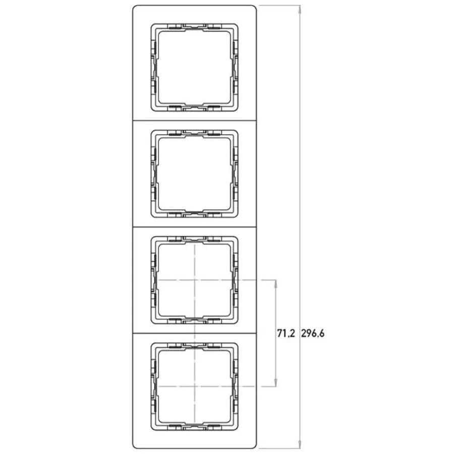 Kopp HK05 - Afdekraam 4-voudig zowel verticaal als horizontaal te plaatsen mat-zwart 308750003