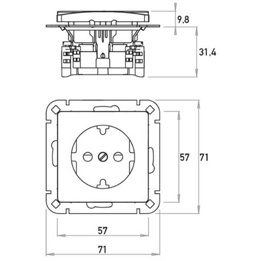 Kopp HK05 wandcontactdoos 1-voudig geaard met shutter - mat zwart 920650004