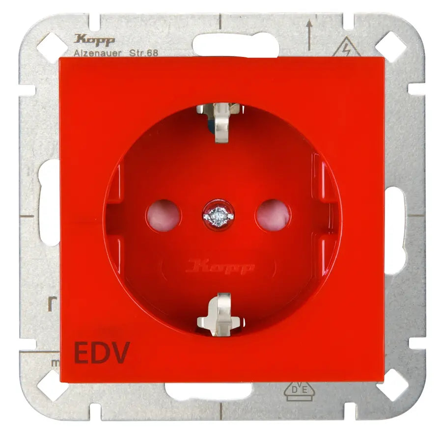 Kopp HK07 - wandcontactdoos 1-voudig geaard met shutter EDV rood 940012004