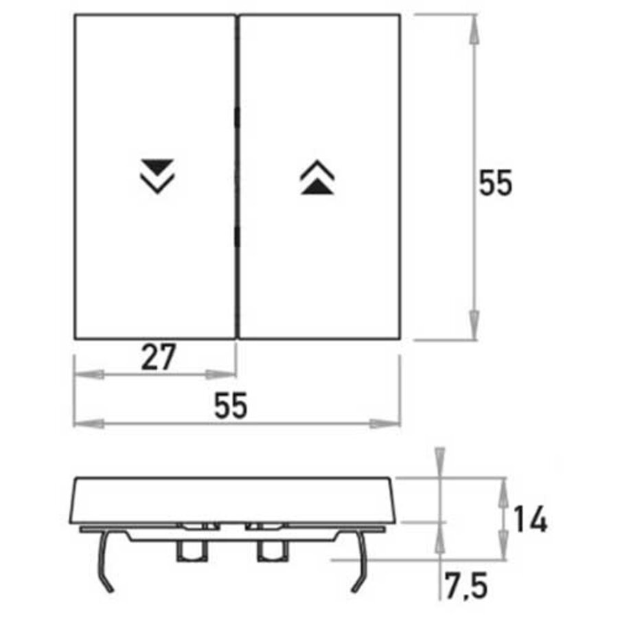 Kopp HK07 - bedieningswip dubbel met pijlen opdruk met bevestigingsplaat mat-zwart 490359008