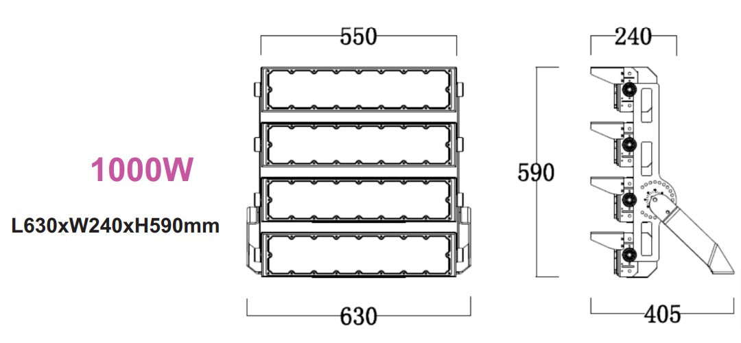 maten 1000W stadionverlichting