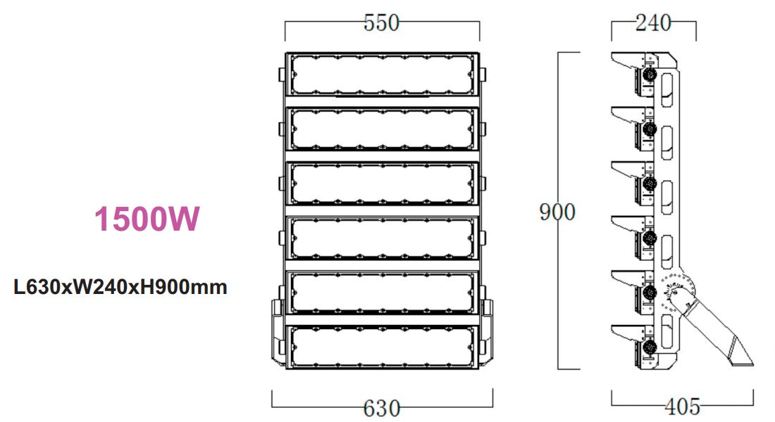 maten 1500W stadionverlichting