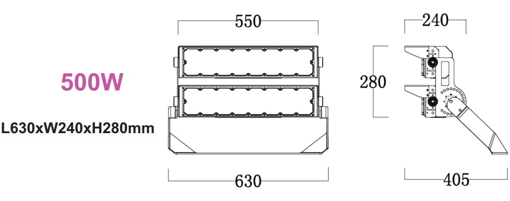 maten 500W stadionverlichting