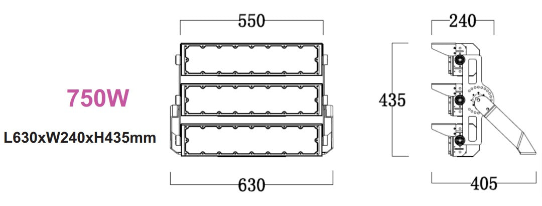 maten 750W stadionverlichting